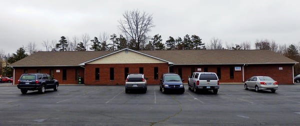 The front of the building