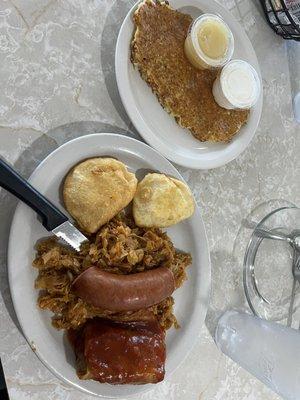 Pierogi Potato pancake  Cabbage roll Sourqraught and sausage