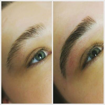 Before and after brow wax and brow tint