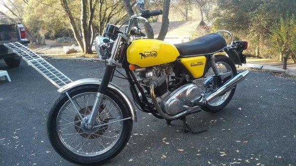 Engine and transmission rebuilt by Ken Armann on 74 Norton Commando.