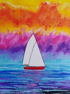 Sailing boat and colorful skies. https://joanjacobsart.org/