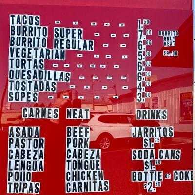 Menu of El Grullense food truck is simple with inexpensive choices