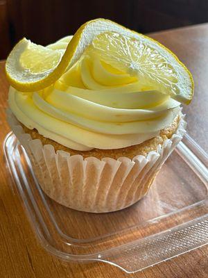 Scratch-made lemon cupcake with lemon buttercream!!