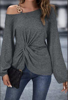 Grey one sleeve top.