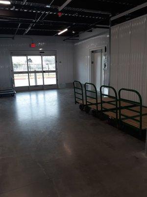 Amy's Attic Self Storage - Waco.  Elevators and moving carts.