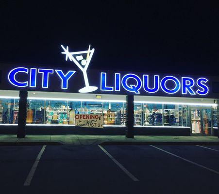 Outside of store at night