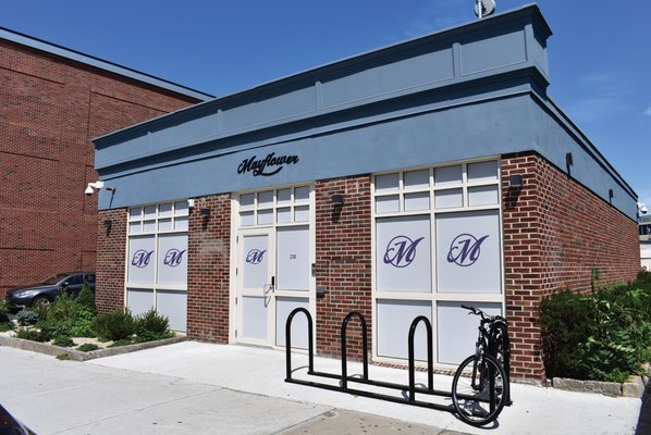 Mayflower Medical Marijuana Dispensary exterior in Boston's historic Allston neighborhood.