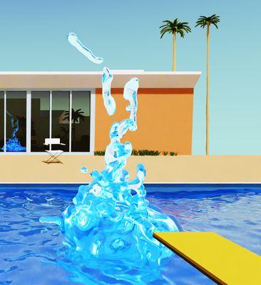 After the"Splash" painting by David Hockney.
Exercise for Blender 3D class.