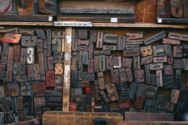 Renters have access to the studio's wood and lead type collection.