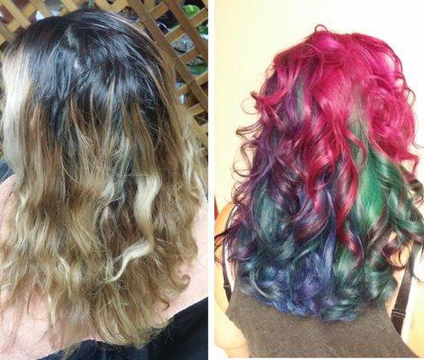 Multicolor before and after