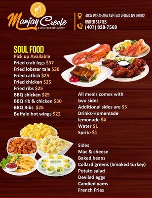 both menu for haitian food and soul food