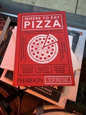 Pizza themed books in the waiting area