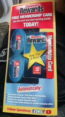 Get a rewards card (free) and automatically earn points towards free has & merchandise.