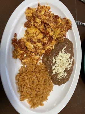 Chorizo plate and a cup of coffee