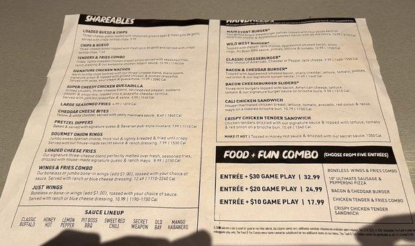 Menu front