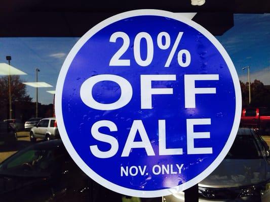 20 % off  nov only