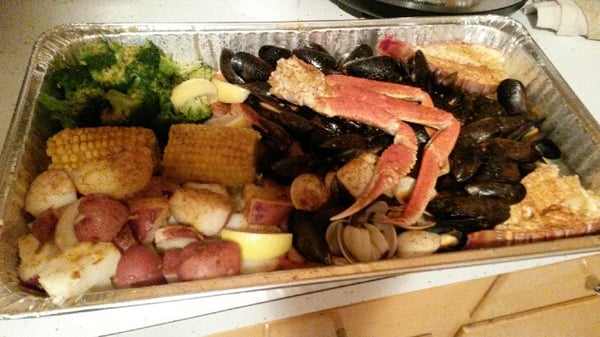 #8.  Snow Crab Cluster, Lobster Tail,   Shrimp, Clams and Mussels platter with Cajun seasoning.