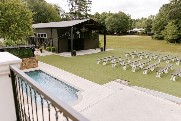 Balcony view of the Reception Barn