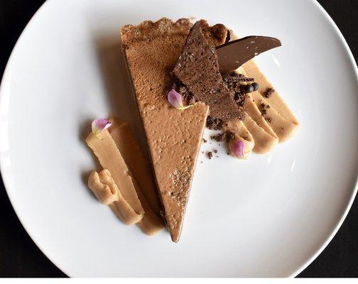 Malted chocolate tart with espresso mascarpone