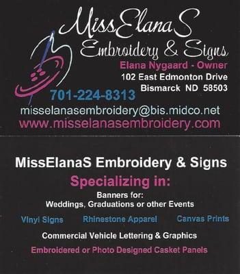 Miss Elanas S Embroidery & Signs