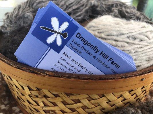 Dragonfly Hill Farm offers a wide variety of fresh produce, farm fresh eggs, and alpaca Yarn/hats, scarves, and mittens!