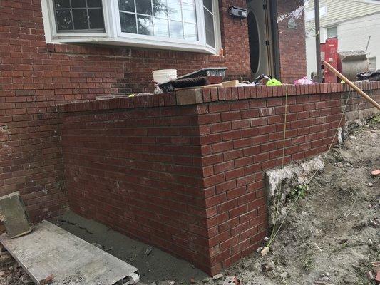 Repair of brick porch wall