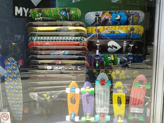 Skateboards from PENNY to LONGBOARDS plus all the accessories from Trucks, wheels, bearing's and grip tape .