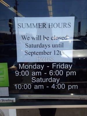 Closed on Saturdays