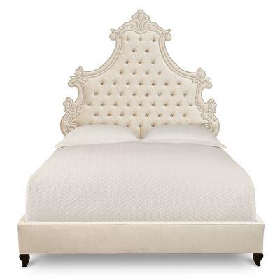 GUSTAV BED in antique white velvet