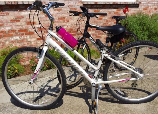 Our new his-n-hers Specialized Sirrus bikes from The swell guys at Bike Peddler.