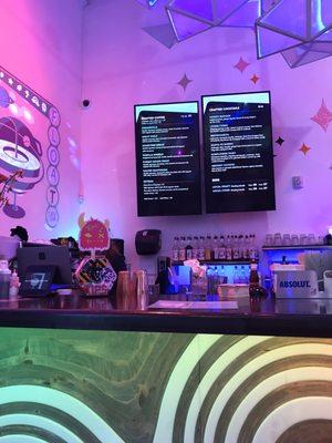 Menu and drink counter