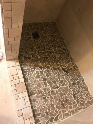 Stone shower floor pan