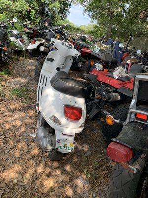 Left in his motorcycle grave yard for years and was told it was in storage. Rust indicates truth.