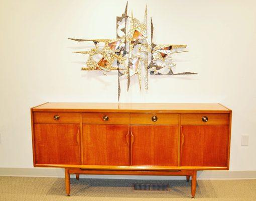 Mid-Century Credenza   Brutalist Metal Wall Art