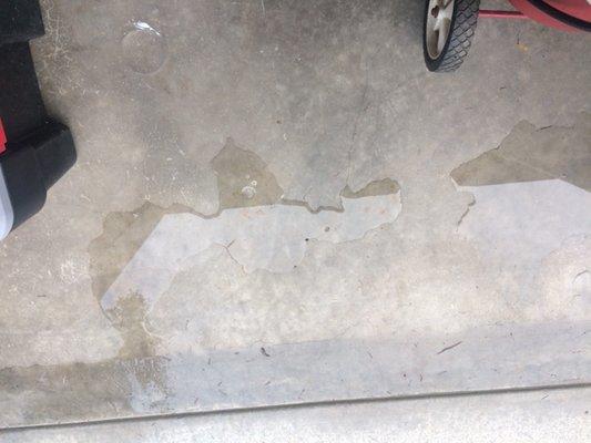 Water intrusion under roll up garage door.