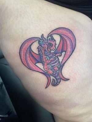 Heart shaped dragon tattoo by bre alex