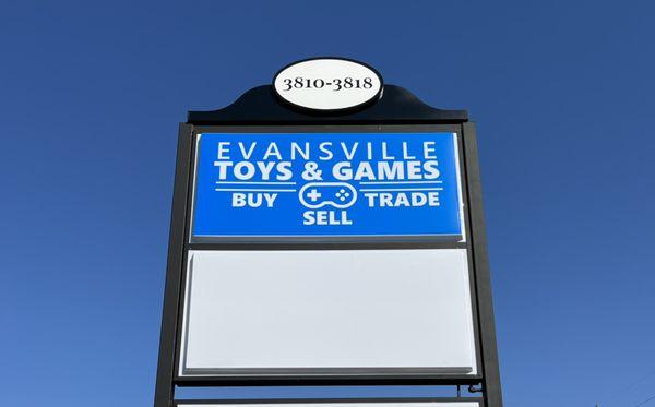 Road sign for the store.