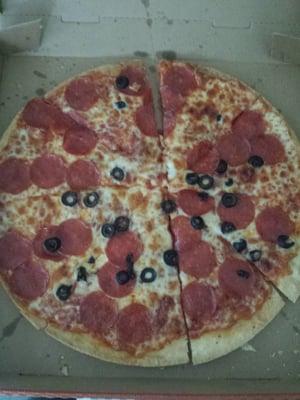 Little light on the black olives on this pizza.  That sucks for me.