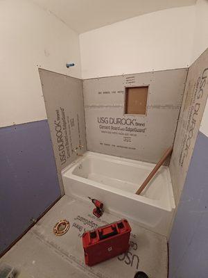 Bathroom remodeling during construction