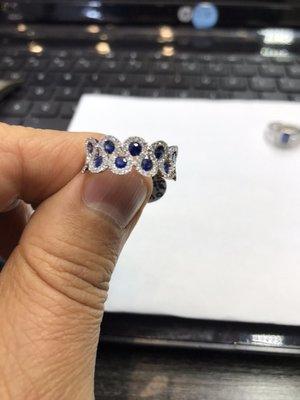 Sapphire and diamond wedding band