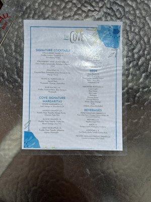 Drink menu