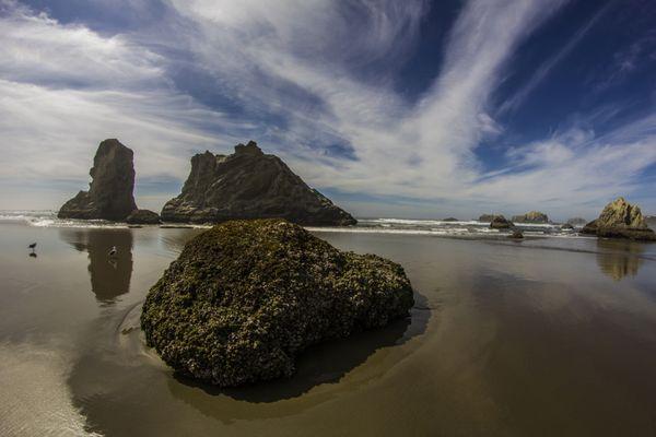 Bandon Beach Reflecting Rocks Oregon Coast https://www.qlimages.com/oregon-coast-images prints, canvas prints, acrylic prints, framed prints