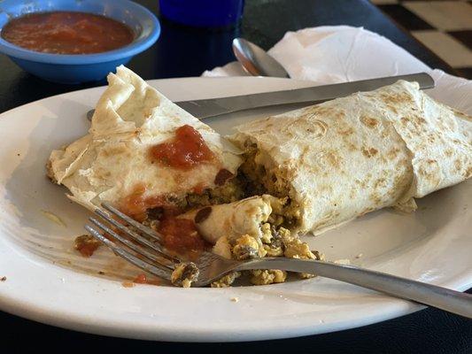 Chorizo breakfast burrito