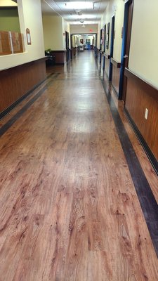 One of the hallways with patient rooms on each side