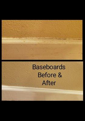 Before and after a Deep baseboard cleaning.