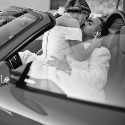 Bride and Groom in Ferrari in Miami