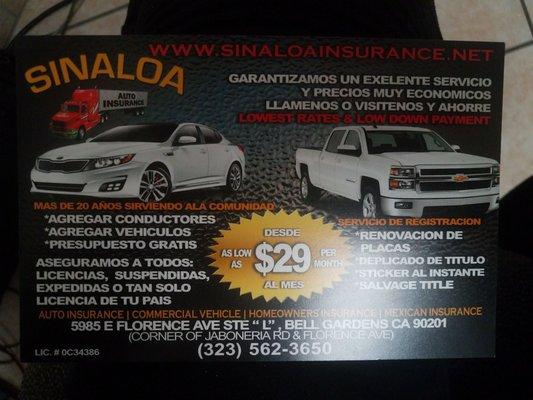 El Sinaloa Insurance