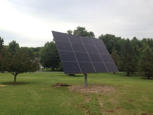 This tracking pole mount has 16 SunPower brand panels.