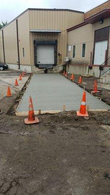 Concrete pad for semi trailers