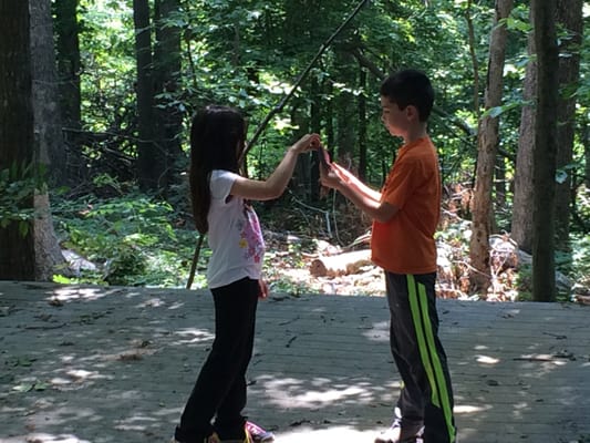 Beautiful setting in the woods.  This was part of the kids learning program on a summer Sunday.